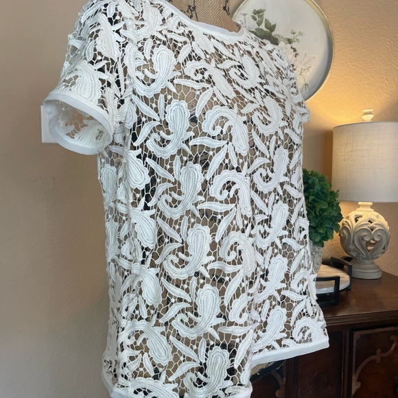 NWT Loft White Paisley Pattern Crotched Open Top - Picture 9 of 15